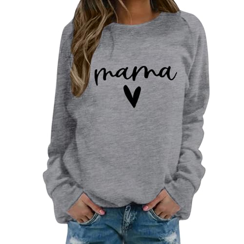 Sudadera de mujer con estampado de letras llamativo manga larga y silueta informal urbana