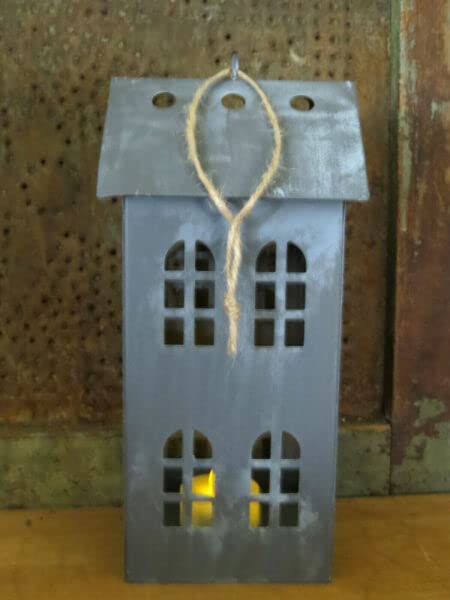 Primitives-Supplies-for-Colonial-Salt-Box-House-Candle-Lantern-Punched-Tin-Punch-Primitive-w-Candle-8-for-Holiday-Kitchen-Farhouse-Home-Decor Primitives Supplies for Colonial Salt Box House Candle Lantern Punched Tin Punch Primitive w Candle 8 for Holiday Kitchen Farhouse Home Decor