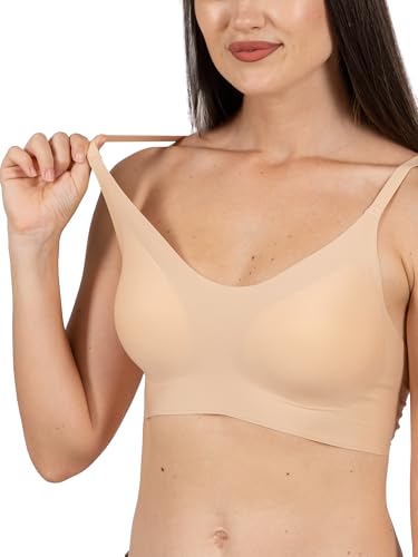 Seamless Padded Bralette - Wireless Full Coverage Bra, Adjustable Straps, V-Neck Comfort for Everyday Wear2
