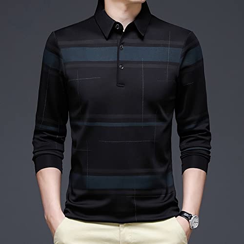 Sinyales Chemise À Manches Longues pour Hommes - Mode Rayures Vêtements pour Hommes Polos pour Hommes Chemise Manches Longues Tops Tee-Shirt Vêtements De Luxe Hommes Bouton Léger Et Respirant Top Cover