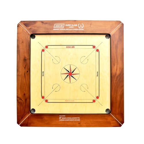 Image of KNK Carrom Board Sure SLAM Indoor Board Game Approved by Carrom Federation of India & Maharashtra Carrom Association (Jumbo, 36mm)