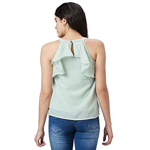 Image of Globus Women White Solid Sleeveless Top
