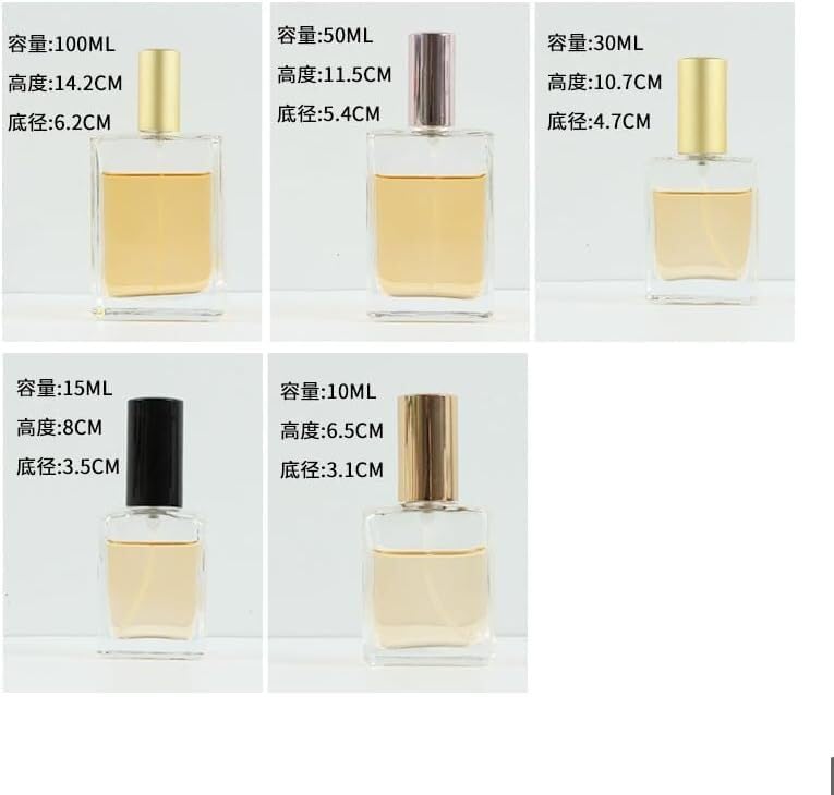 Mini butelki podróżne na perfumy, atomizer do perfum 2 szt. Kwadratowe butelki z atomizerem do perfum Przezroczyste szkło Puste butelki wielokrotnego użytku 15–100 ml Fiolka z delikatną mgiełką Atomiz