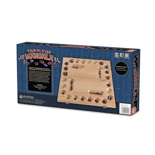 Mancala juego de mesa de madera para 4 jugadores miniatura 3