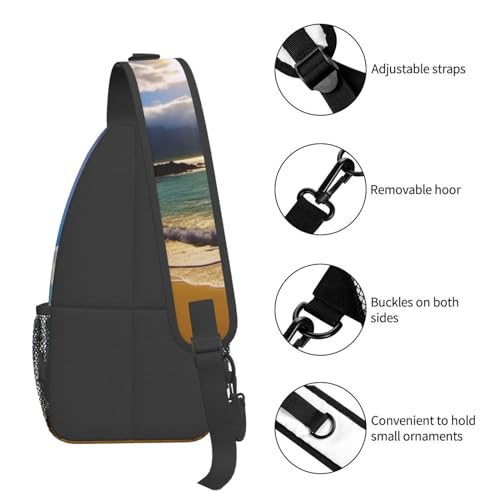 Mochila cruzada diagonal tipo bandolera negra para hombre y mujer miniatura 5