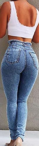 CHARTOU Women's Distressed High Rise Packaged Hip Skinny Jeans Denim Pants with Belt4