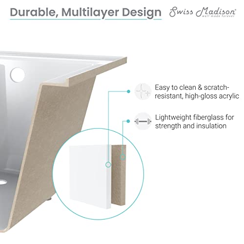 Image of Swiss Madison Voltaire 60 inch x 30 inch Left-Hand Drain Alcove Bathtub