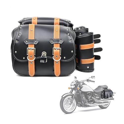 YHNQFB Borse Laterali Moto per Ducati Scrambler 400 800 1100, di Grande capacità con Portabicchieri, Borsa Impermeabile per Moto con Design Flip Top, Borsa Attrezzi Moto,B-Brown