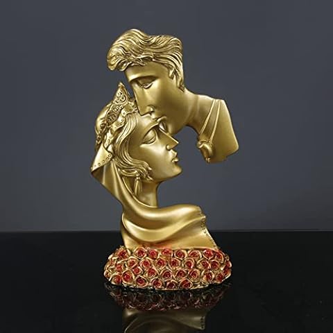 Eachave Wedding Anniversary Couple Figurines, Couple Statue Creative Kiss Sculpture Abstract Art Couple Sculpture, Resin Statue Used for Home Decoration, Gift.(Rose) Cover
