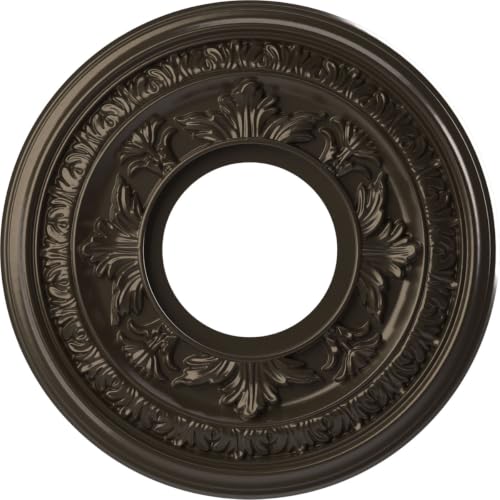 Image of Ekena Millwork 10 inchOD x 3 1 /2 inchID x 3 /4 inchP Baltimore Thermoformed PVC Ceiling Medallion (Fits Canopies up to 4 1 /4 inch), Metallic Dark Bronze
