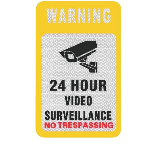 Image of CVANU Reflective CCVT Surveillance (Set of 5) Self-Adhesive Bold Security Notice Vinyl Sign Sticker Decals for Shops| Offices| Parking Areas (11.7X8.3inch) Yellow