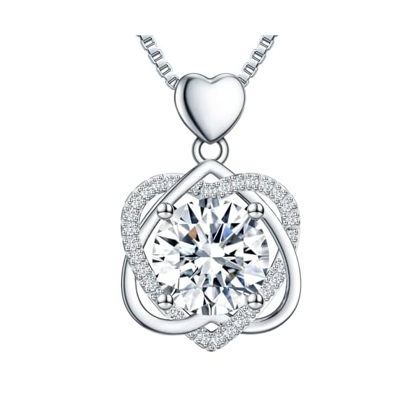 InfinityLove Heart Necklaces for Women, 5-3 Carats Moissanite, Sterling Silver Pendant Jewelry, Anniversary Birthday Gifts for Wife, Girlfriend, Daughter, Mom