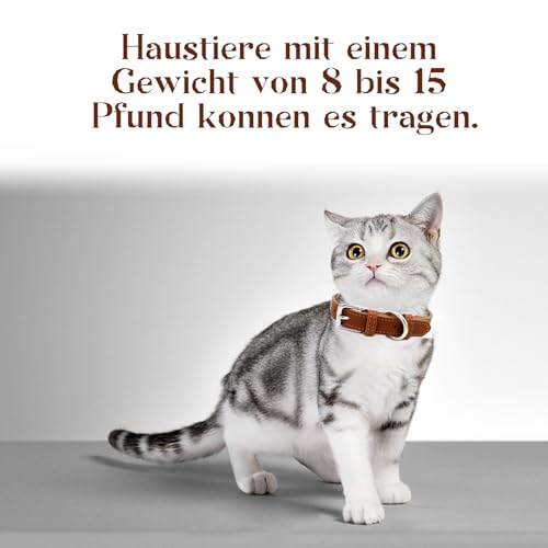 Verstellbar Hundehalsbänder Braun, Weich Langlebig Hundehalsband aus Leder für kleine Hunde