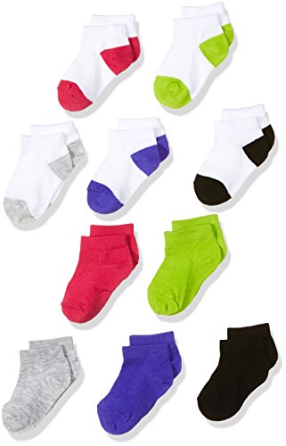 Fruit of the Loom Baby Girls' Low Cut 10 Pack Sock, Assorted, Shoe Size: 4-8.5 (18-36 Months)