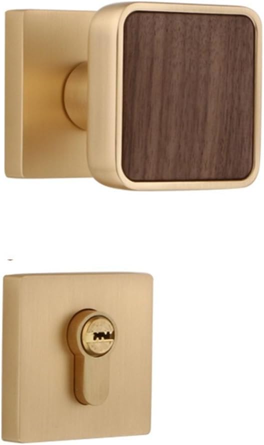 D26-1113 Square Solid Wood Magnetic Split Lock Bedroom Kitchen Bathroom Handle Simple Indoor Door Silent Door Lock(Gray Brushed 7255 Mechanical Mute)