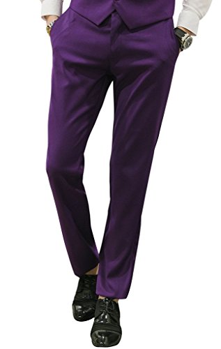 MOGU Mens Slim Fit Front Flat Casual Pants3