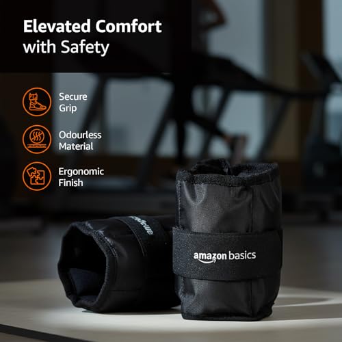 Amazon Basics Ankle Weight, 1 Kg, Set of 2, Black Pack of 2 - Image 6