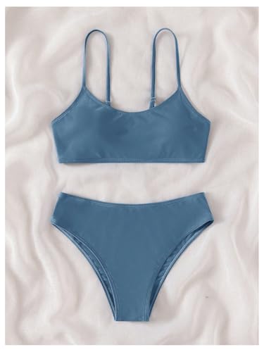 Image of SHENHE Girl's 2 Piece O Ring Bikini High Waisted Spaghetti Strap Cute Swimsuit Bathing Suit