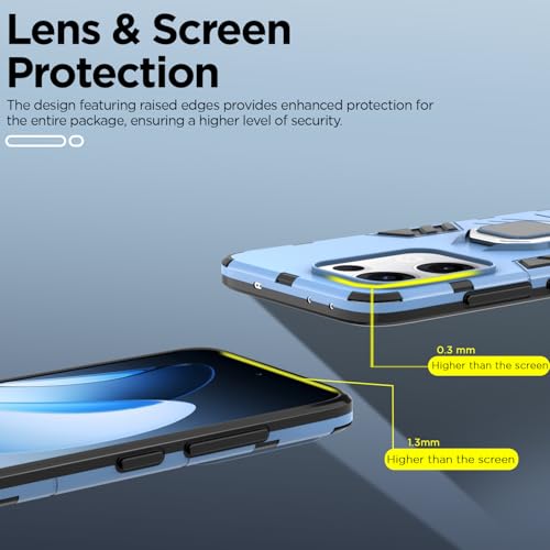 Image of Pikkme D5 Tough Armor Bumper Case | 360 Protection Case | Ring Holder Stand Back Cover for Oppo Reno 13 5G (Blue)