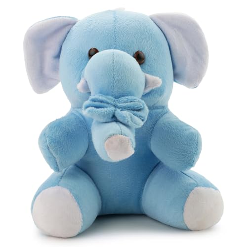 Image of Soft Light Blue Elephant Stuffed Plush Toy for Babies, Toddlers & Children Safe, Lightweight & Easy to Clean (28 CM)