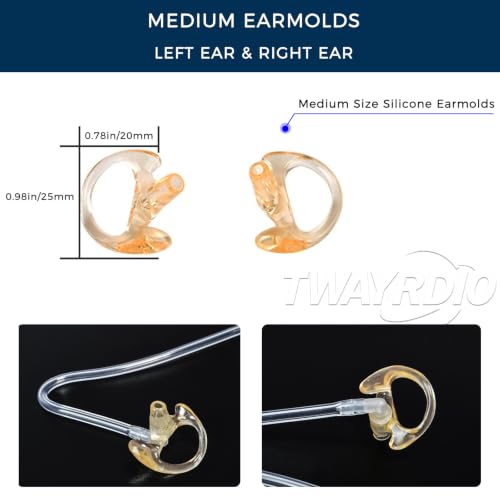 TWAYRDIO 3.5mm Surveillance Radio Earpiece for Motorola, w/Medium Earmolds - Image 5