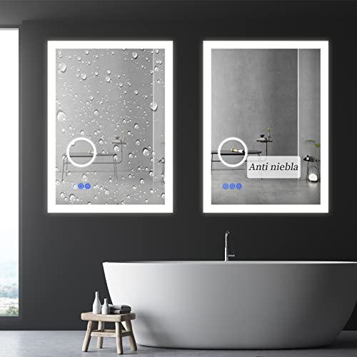 Ruinnykai-Espejo-de-bano-con-retroiluminacion-LED-Espejo-antivaho-para-Maquillaje-con-Lupa-de-3-Veces-Interruptor-tactil-de-luz-Regulable-montado-en-la-Pared-HorizontalVertical-80-x-60-cm Ruinnykai-Espejo-de-bano-con-retroiluminacion-LED-Espejo-antivaho-para-Maquillaje-con-Lupa-de-3-Veces-Interruptor-tactil-de-luz-Regulable-montado-en-la-Pared-HorizontalVertical-80-x-60-cm