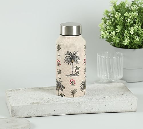India Circus by Krsnaa Mehta Chevron Palms Small Reusable Travel Water Steel Bottle, 550 mL (Pack of 1)