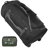 【Matériau de haute qualité】La valise à roulettes est fabriquée en tissu Oxford 1680D imperméable, résistante à l'usure et à la déchirure. La sangle robuste et le renforcement stratégique des coutures dans les zones fortement sollicitées avec des possibilités de transport polyvalentes confèrent à ce sac un rapport résistance/poids élevé.