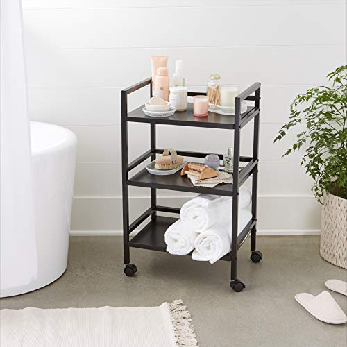 Amazon Basics Kitchen Trolley Metal Serving Cart With 3 Tier Storage, Black - Image 6