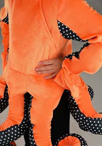 Disfraz infantil de pulpo naranja vibrante con capucha miniatura 3
