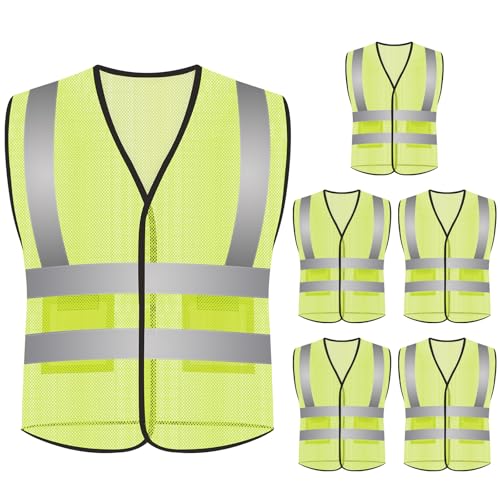 WurdeWindig High Visibility Safety Vest, Breathable Hook-and-Loop Design with Dual Pockets, Lightweight & Weather-Resistant for Construction, Roadwork, Warehouse(Yellow,XL)