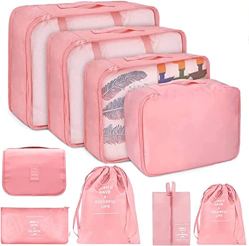 LUPATDY Lot de 9 cubes de rangement pour valise, voyage, bagages, sacs de rangement imperméables pour vêtements, chaussures, cosmétiques, articles de toilette Cover