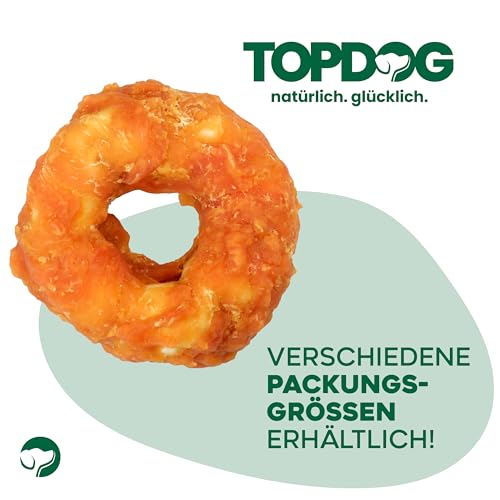 TOPDOG Chicken Donut für Hunde - 10 Stück - Langanhaltende Hunde Kausnacks - Zuckerfreie Kauringe ohne Zusatzstoffe - Sorgt für Geschmackvolle Zahnpflege