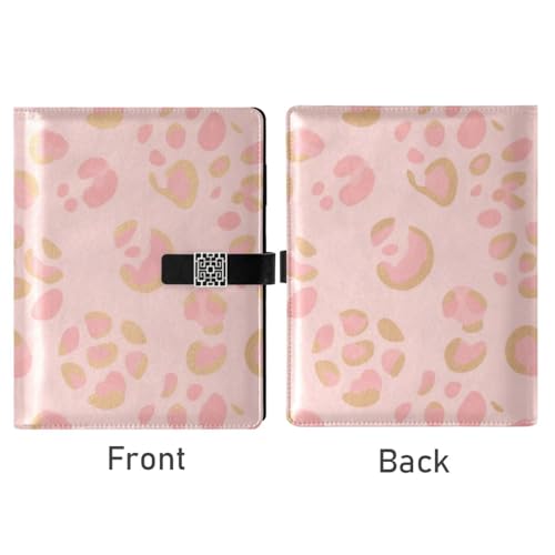 Carnet de notes léopard doré rose compact en cuir souple contre l'oubli