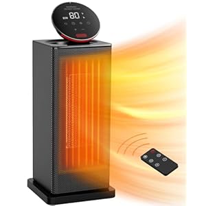 Space Heater,1500W Oscillating Heater for Indoor Use with ECO Thermostat,Remote,4 Modes and 24H Timer, TABYIK Portable Electric Heaters with 6 Protection for Small Room for Office