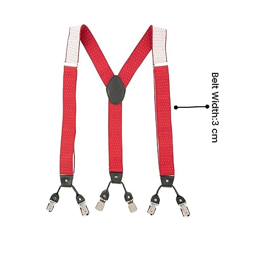Image of The Tie Hub Suspenders for Men | Slim Clip-On Y-Back Elastic Braces | Adjustable 1.25 Inch | Formal Wedding Office