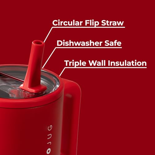 HydroJug Traveler - 40 oz Water Bottle with Handle & Flip Straw - Fits in Cup Holder, Leak Resistant Tumbler-Reusable Insulated Stainless Steel & Rubber Base - Gifts for Women & Men, Alumni Red image 4