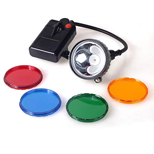 Kohree XPG 8W Cree LED Mining Lamp Hunting Headlight Headlamp 6600mah LED 3-Mode Waterproof IP65 with 4 Filters(Yellow, Green, Red, Blue)
