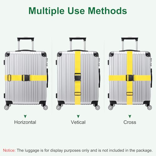 Image of M METERXITY 2-Sets Luggage Straps TSA Approved, Travel Straps for Luggage Suitcase Tags Set, Adjustable Suitcase Belt [Yellow]