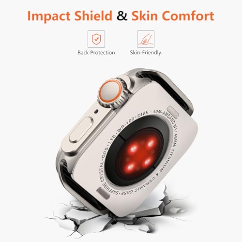 Image of amBand for Apple Watch Series 11 10 46mm Metal Case Men, W1 Rugged Protective Bumper [Turn iWatch into Ultra 3 /2 /1 Look] with Back Cover, Upgrade Conversion Kit Stylish Protector - Natural Titanium