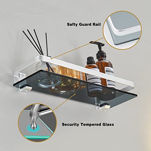 Volpone Bathroom Wall Shelves 15.7 In Glass Bathroom Shelf Silver Floating Shelves Tempered Glass Shelves For Shower Wall Mounted（2 Pack） #TOP3