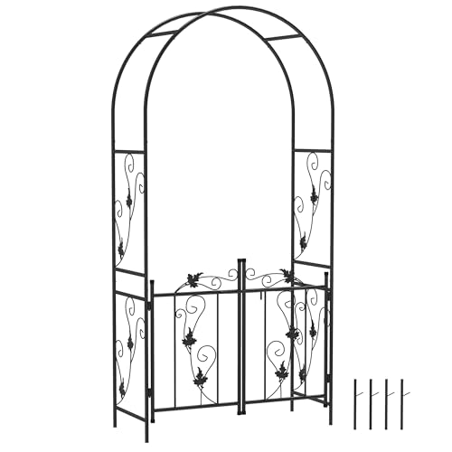 Outsunny Arche de Jardin en Acier, Arceau à rosiers avec Double Porte, pour Plantes grimpantes, rosiers, vignes de glycine, pour décoration de cérémonie,...