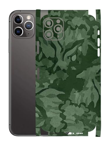 Image of AtOdds - Full Body Back Screen Guard Protector Film - Lamination Wrap Skin Sticker for iPhone 11 Pro Max | Scratchproof Matte Finish (Design - Green Camo)
