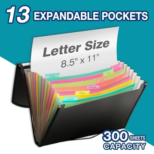 H4D Accordion File Organizer, 13 Pocket Expanding File Folder with Labels for Documents, Letter Size, 1 Pack - Thumbnail 5