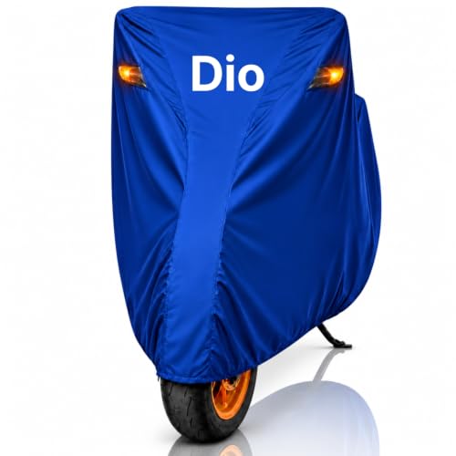Image of Dhoom Scooty Body Cover for Dio Cover | 100% Waterproof, Dustproof & Scratch Resistant | Heavy Duty Two Wheeler Covers with UV Protection, Heat Resistant | All Weather Outdoor Scooty Cover (Blue)