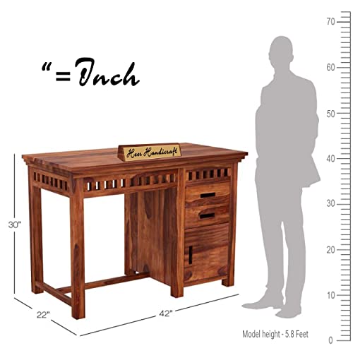 Image of Solid Sheesham Wood Study Table for Adults | Computer Table for Home | Wooden Writing Desk | Office Table for Office Work | Work from Home Table with 2 Drawers (14)