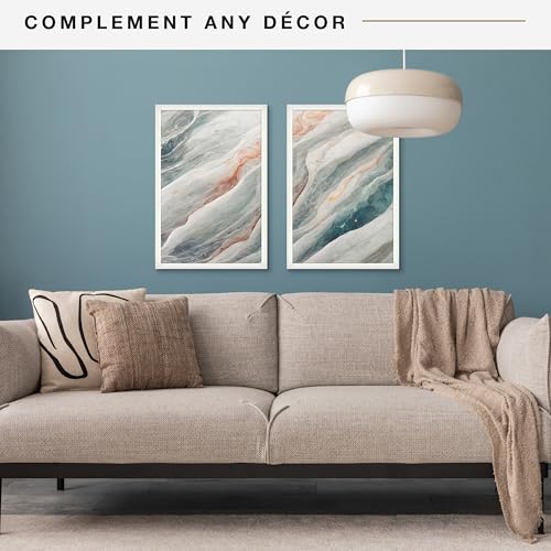 MCS Studio Gallery 20x30 Poster Frame White Woodgrain, Vertical & Horizontal Wall Hanging Large Picture Frame for Photos, Posters & Art Prints (2-Pack)