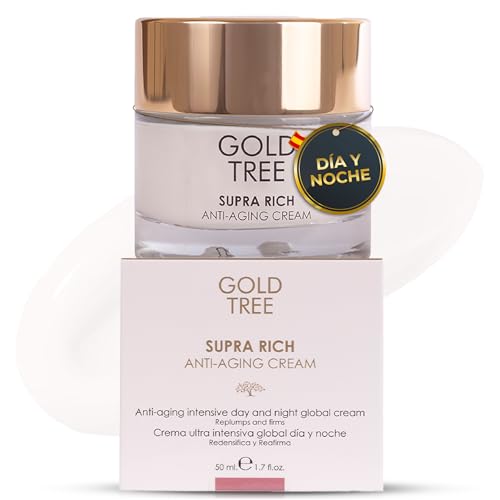 GOLD TREE Crema Antiedad Global Ácido Hialurónico 4D - Nutrición Intensiva, Firmeza y Confort - Crema Hidratante Facial Mujer Contra Arrugas y para Piel Madura +40 Años - Skincare Día y Noche - 50 ml