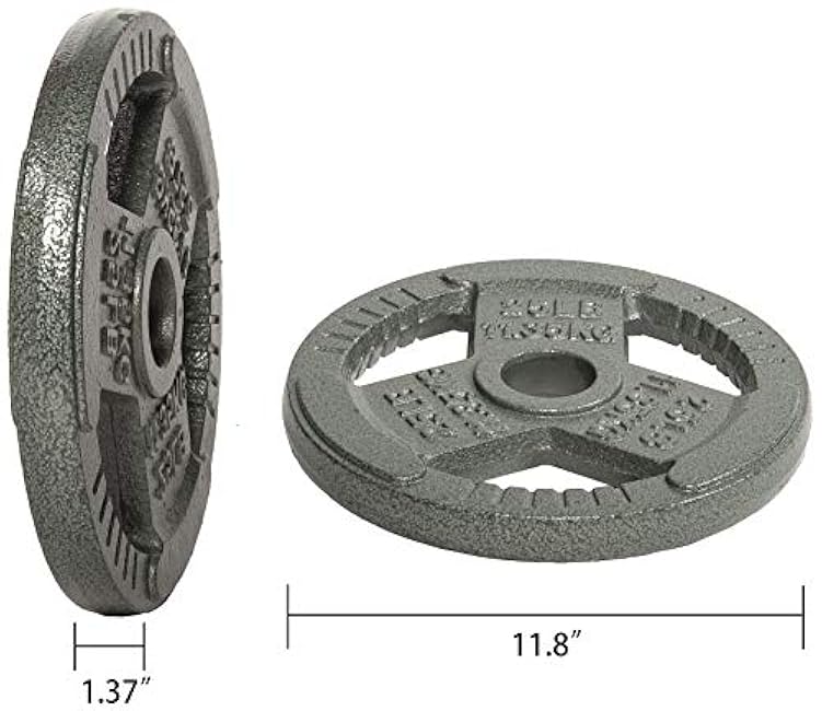 Fitvids Cast Iron Plate Weight Plate for Strength Training and Weightlifting, 2-Inch Center, 25LB (Set of 2)