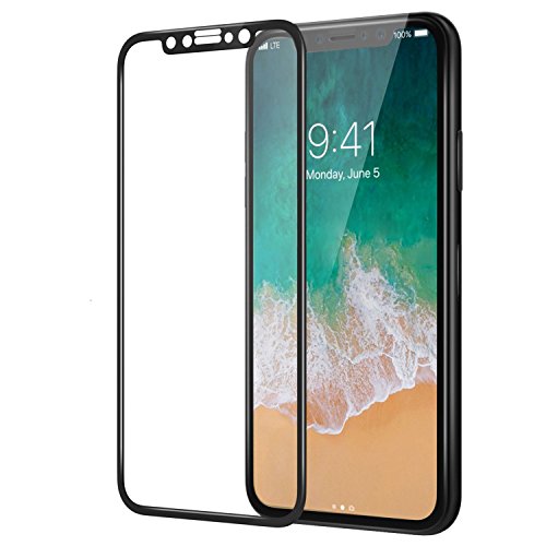 Screen Protector For iPhone X / XS,Luhuanx 4D Full Coverage [9H Hardness] [HD Clear] Tempered Glass Screen Bubble-Free Anti-Scratch Protective Film for iPhone X,iPhone XS Screen(Black-Clear)